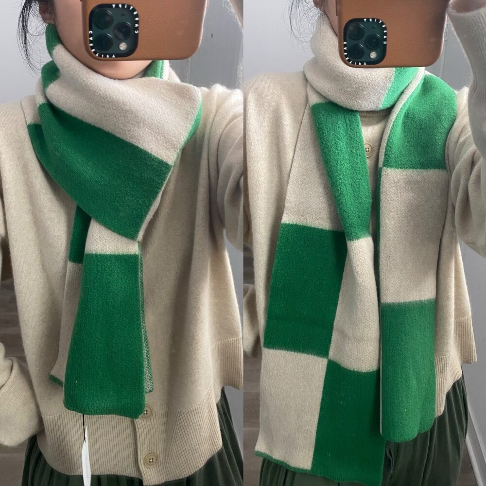 NWT Scotland Brand JO GORDON Brushed Lambswool Bi-color Rectangle Scarf warm
